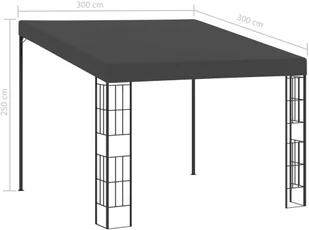 vidaXL Altana przyścienna, 3x3 m, antracytowa, tkanina 47990 - Altany ogrodowe - miniaturka - grafika 6