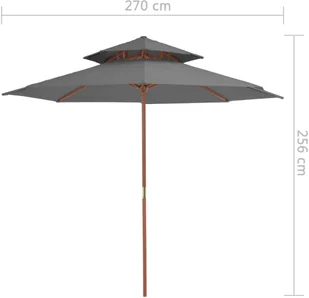 vidaXL Parasol ogrodowy z podwójnym daszkiem, 270 cm, antracytowy - Parasole ogrodowe - miniaturka - grafika 8