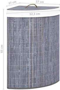 vidaXL Bambusowy kosz na pranie, narożny, szary, 60 L vidaXL - Kosze na bieliznę - miniaturka - grafika 8