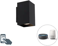Lampy ścienne - QAZQA Nowoczesny kinkiet Smart czarny  w tym 2 WiFi GU10 - Piaskowy - miniaturka - grafika 1