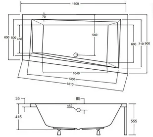 Besco 160x90 Intima Slim Prawa + Syfon #WAI-160-SPI - Wanny - miniaturka - grafika 5