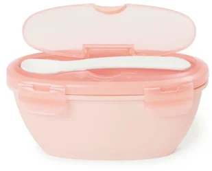 Skip Hop Zestaw pojemnik+łyżka Easy-Serve Grey/Soft Coral - Pojemniki kuchenne - miniaturka - grafika 2