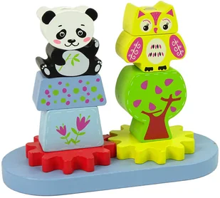 Import LEANToys Drewniane Zwierzątka Sorter Sowa Panda Koła Zębate LT-10139-0 - Sortery dla dzieci - miniaturka - grafika 2