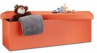 Meble modułowe i akcesoria - Relaxdays Relaxdays Składany schowek osmański XL, 38 x 114 x 38 cm, solidne siedzisko z ławką, sztuczna skóra, ze zdejmowaną pokrywką, pomarańczowe - miniaturka - grafika 1