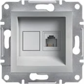 Gniazdka elektryczne - Schneider Asfora gniazdo telefoniczne podtynkowe RJ11 aluminium EPH4100161 - miniaturka - grafika 1