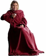 Koce - CelinaTex miękki koc z polaru (mikrofibry), z rękawami i z kieszenią na telefon komórkowy, wymiary 150 x 180 cm + 35 cm (kieszeń na stopy), bordowy 5000026 - miniaturka - grafika 1