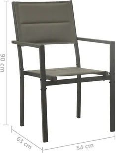 vidaXL Krzesła ogrodowe, 2 szt., stal i textilene, szaro-antracytowe! 313079 - Fotele i krzesła ogrodowe - miniaturka - grafika 8