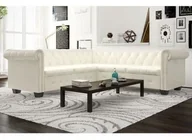 Narożniki - vidaXL Sofa Chesterfield pięcioosobowa biała sztuczna skóra 243613 - miniaturka - grafika 1