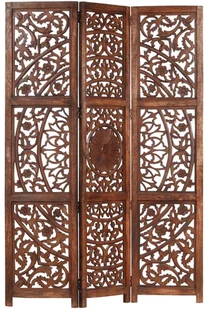 vidaXL vidaXL Parawan 3-panelowy, rzeźbiony, brązowy 120x165 cm, drewno mango - Parawany - miniaturka - grafika 22