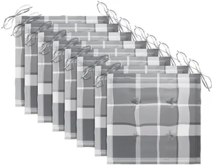vidaXL Krzesła ogrodowe, 8 szt., z poduszkami w szarą kratkę, tekowe! 3073072 - Fotele i krzesła ogrodowe - miniaturka - grafika 5