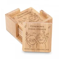 Pozostałe akcesoria barmańskie - Murrano Podkładki bambusowe pod piwo kawę zestaw x6 grawer na Dzień Babci i D PDK-BMB-006 - miniaturka - grafika 1