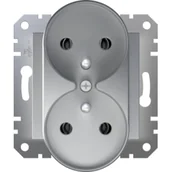 Gniazdka elektryczne - Schneider Gniazdo wtyczkowe Asfora EPH9810261 podwójne z uziemieniem aluminium - miniaturka - grafika 1