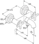 Baterie wannowe i prysznicowe - Kludi Nova Fonte Classic Bateria wannowa ścienna chrom 205400520 - miniaturka - grafika 1