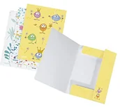 Teczki i skoroszyty - FALKEN 10 x Teczka tekturowa dla dzieci Falken z motywami potworów, dżungli i kleksów z bardzo mocnego kartonu z gumką z trzema klapami teczka na rysunki A3 teczka do szkoły lub przedszkola - miniaturka - grafika 1