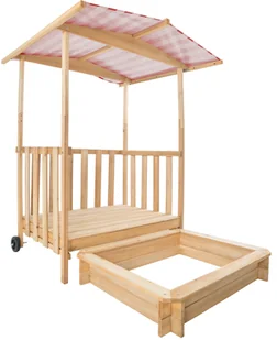 tectake Piaskownica dla dzieci z werandą i dachem Gretchen - czerwony 403239 - Place zabaw - miniaturka - grafika 5