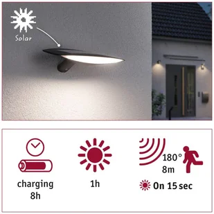 Paulmann Kiran solarna lampa ścienna 30cm antracyt - Lampy ogrodowe - miniaturka - grafika 4