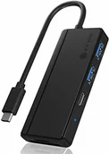 Huby USB - Icy Box Hub USB-C z czytnikiem kart (SD, microSD) i 3 portami USB 3.0 (1 USB-C, 2 USB-A), wbudowanym kablem, czarny 60796 - miniaturka - grafika 1