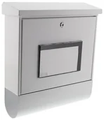 Skrzynki na listy - Burg Wächter Burg-Wächter skrzynka na listy z tubą na gazety, Beleuchtetes numery domów kuchenna, A4 Wrzutnia formatu solarny, podparte ocynkowana, nierdzewna, Malaga 4400 W, biały - miniaturka - grafika 1