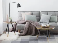 Ławy i stoliki kawowe - Beliani Stolik kawowy ciemnobrązowo-złoty RAMONA - miniaturka - grafika 1