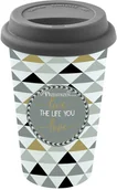 Kubki - Nuova Cer Easy life r2s PORCELANOWY KUBEK PODRÓŻNY - Live the Life You Love - Z SILIKONOWĄ POKRYWKĄ 350 ml 129 TM06 - miniaturka - grafika 1