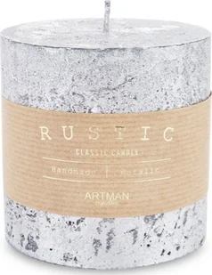 Art Pol Pol Pl Srebrny Świeca Rustic Metalic Walec Mały 143625 - Świece - miniaturka - grafika 2