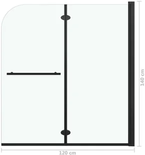 VidaXL Składany parawan nawannowy, 2 panele, ESG, 120 x 140 cm, czarny 147194         VidaXL - Parawany nawannowe - miniaturka - grafika 7