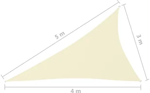 vidaXL Trójkątny żagiel ogrodowy, tkanina Oxford, 3x4x5 m, kremowy vidaXL - Parasole ogrodowe - miniaturka - grafika 7