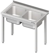 Stoły gastronomiczne - Stalgast Stół ze zlewem dwukomorowym bez półki W1000xD700xH850 mm (980767100) - miniaturka - grafika 1