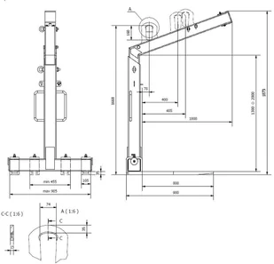 339 33969643 Zawiesie widłowe samopoziomujące udźwig 2 T długość wideł 800 mm) 69643-uniw - Wyposażenie gospodarstwa rolnego - miniaturka - grafika 2