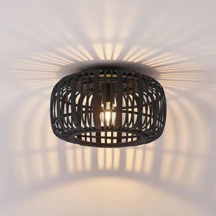 Lindby Canyana lampa sufitowa z rattanu, czarna - Lampy sufitowe - miniaturka - grafika 3