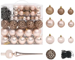 VidaXL Lumarko Sztuczna choinka z LED i bombkami, złota, 210 cm, PET 3077606 VidaXL - Ozdoby bożonarodzeniowe - miniaturka - grafika 6