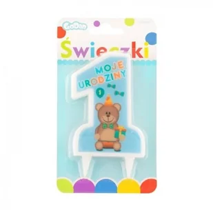GoDan Świeczka na tort "1 - Mam Roczek", niebieska, 10 cm PF-S1RN - Baby shower i roczek - miniaturka - grafika 2