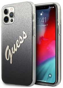 Guess Glitter Gradient Script Etui na iPhone 12 / iPhone 12 Pro czarny GUHCP12MPCUGLSBK - Etui i futerały do telefonów - miniaturka - grafika 2