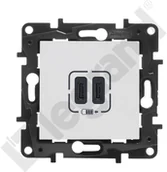 Gniazdka elektryczne - Legrand Gniazdo ładowania typ C podwójne Niloe Step 863139 wkręty białe - miniaturka - grafika 1