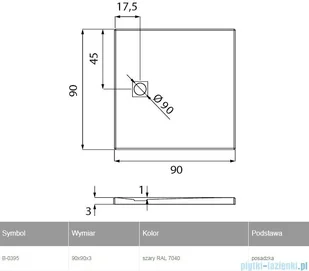 New Trendy Mori 90x90x3 B-0395 - Brodziki prysznicowe - miniaturka - grafika 2
