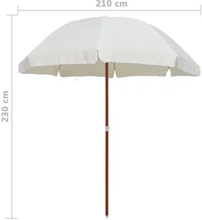 vidaXL Parasol na stalowym słupku, 240 cm, piaskowy vidaXL - Parasole ogrodowe - miniaturka - grafika 6