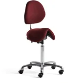 Podnóżki, podpórki, podkładki - AJ Produkty Stołek siodłowy DERBY z oparciem, tkanina, burgund - miniaturka - grafika 1