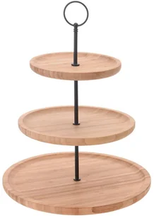 EH Excellent Houseware Patera 3-piętrowa na ciastka ciasto drewniana 150109 - Tace i patery - miniaturka - grafika 3