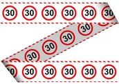 Gadżety dla niej i dla niego - Folat Taśma party "30 Traffic Birthday", 7,5 cm x 15 m FL28430 - miniaturka - grafika 1