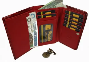 Marco (PL) Portfel Damski Skórzany (PL) 14 cm Klamra Skóra Naturalna Czerwony PD 03 - Portfele - miniaturka - grafika 4