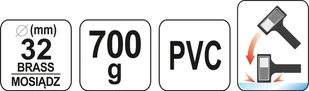 YATO MŁOTEK BEZODRZUTOWY 0,7 KG Z MOSIĘŻNYM BIJAKIEM YT-46191 - Młotki - miniaturka - grafika 4