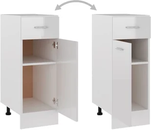 vidaXL Szafka kuchenna, wysoki połysk, biała, 30x46x81,5 cm, płyta - Szafki kuchenne - miniaturka - grafika 6