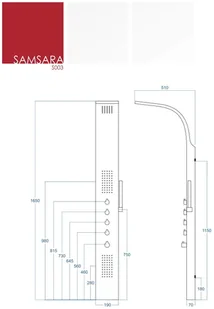 Corsan Panel prysznicowy Samsara S003 czarny z termostatem i wylewką S-003TW SAMSARA CZARNA WY - Panele prysznicowe - miniaturka - grafika 2