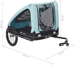 VidaXL Lumarko Przyczepka rowerowa dla zwierzaka, niebiesko-czarna 92595 VidaXL - Sprzęt podróżny i transportery dla psów - miniaturka - grafika 9