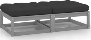 vidaXL Stołki ogrodowe z poduszkami, 2 szt., szare, drewno sosnowe - Komplety wypoczynkowe - miniaturka - grafika 2
