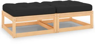 vidaXL Stołki ogrodowe z poduszkami, 2 szt., lite drewno sosnowe - Komplety wypoczynkowe - miniaturka - grafika 3