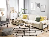 Narożniki - Beliani Sofa narożna prawostronna z funkcją spania beżowa ROMEDAL - miniaturka - grafika 1