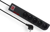 Listwy zasilające - Elgotech Listwa zasilająca Przedłużacz przeciwprzepięciowy 5 gniazd z/u czarny 3m PSF2-503-2 - miniaturka - grafika 1