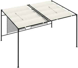 vidaXL Altana ogrodowa ze zwijanym dachem, 3x4x2,3m, kremowa, 180 g/m! 313623 - Altany ogrodowe - miniaturka - grafika 5