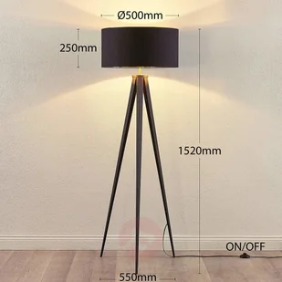 LINDBY Czarno-złota lampa stojąca Benik, trójnóg - Lampy stojące - miniaturka - grafika 3